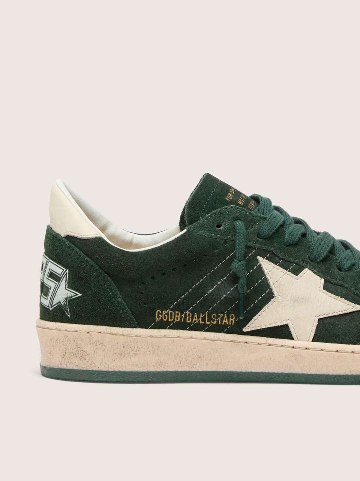 Women's Ball Star in green suede with white leather star and heel tab